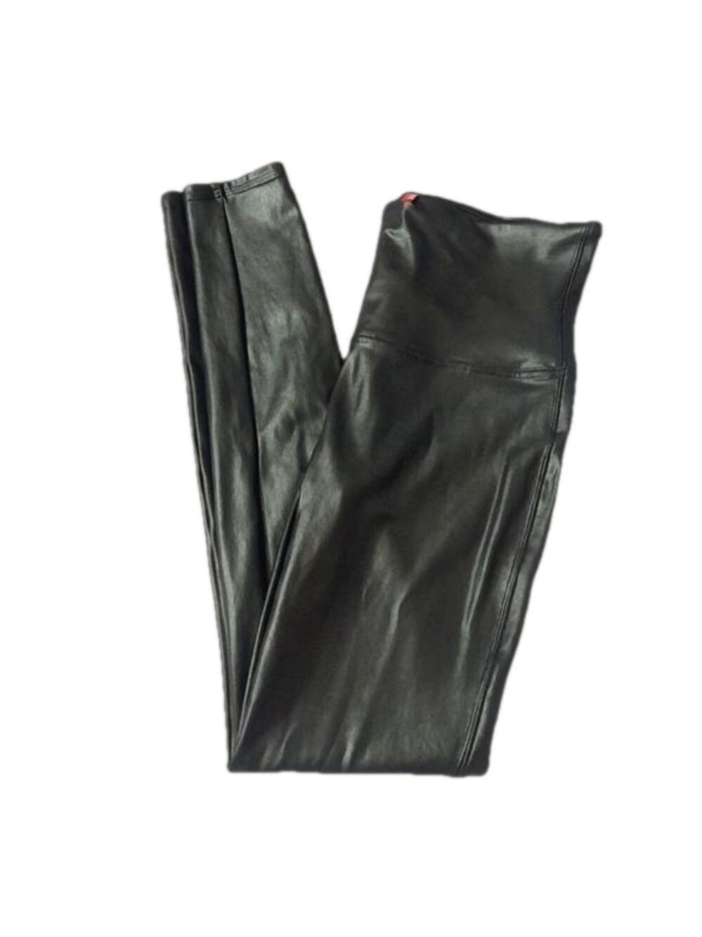 Spanx Coated Nylon Stretch Legging Pants Womens L Black Shiny